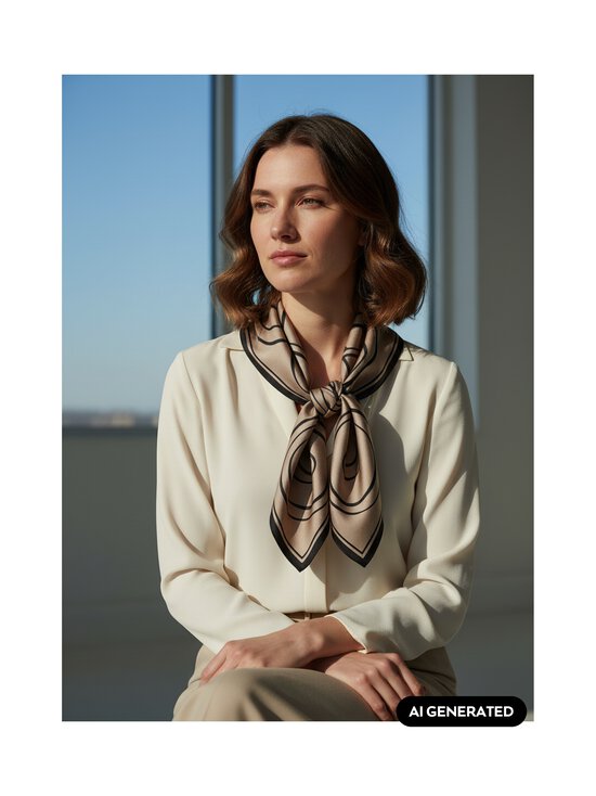 lescarf - Wool Monogram -huivi - TAUPE & BLACK | Stockmann - photo 2