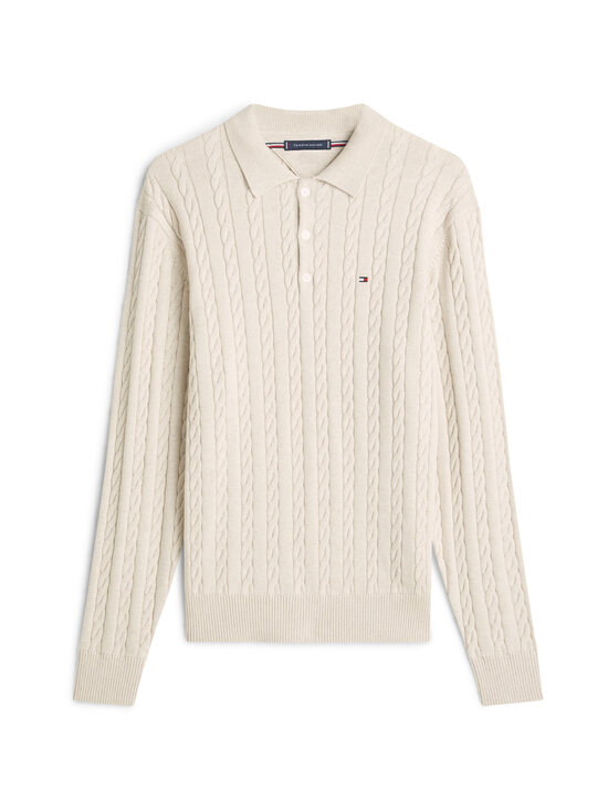 Tommy Hilfiger - Classic Cotton Cable -pikeepaita - HGF HEATHERED OATMILK | Stockmann - photo 1