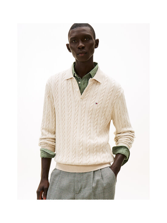 Tommy Hilfiger - Classic Cotton Cable -pikeepaita - HGF HEATHERED OATMILK | Stockmann - photo 2