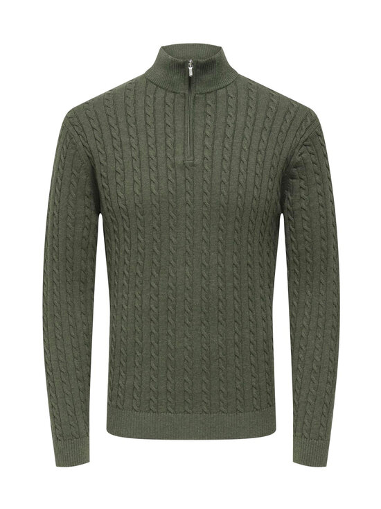 Only & Sons - Kudum OnsLoui Cable Half Zip - CASTOR GRAY DETAIL:MELANGE | Stockmann - photo 1