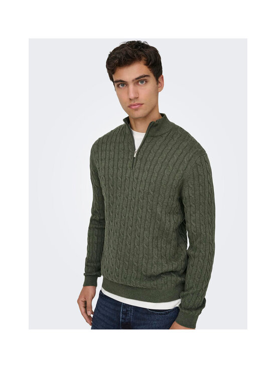 Only & Sons - Kudum OnsLoui Cable Half Zip - CASTOR GRAY DETAIL:MELANGE | Stockmann - photo 6