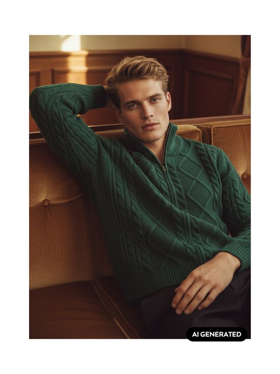 Tommy Jeans - Relaxed Heavy Full Zip pīņu adījuma jaka - MBM VELVET GREEN | Stockmann - photo 2