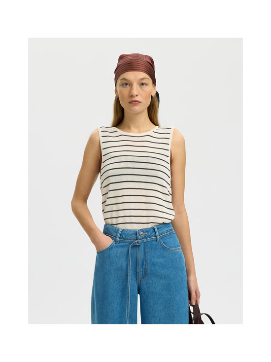 Selected - SlfMoon Striped -neuletoppi - BIRCH STRIPES:BLACK | Stockmann - photo 5