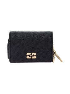 Ganni - Bou With Flap Grained Gold -korttilompakko - 099 BLACK | Stockmann