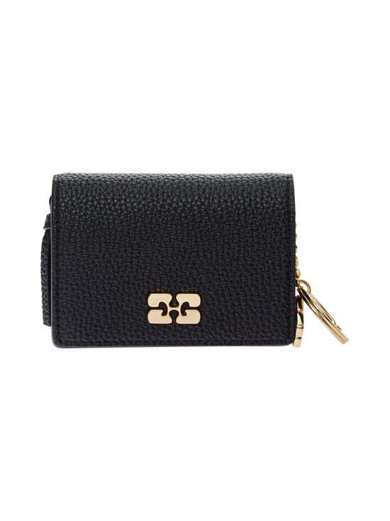 Ganni - Bou With Flap Grained Gold -korttilompakko - 099 BLACK | Stockmann - photo 1