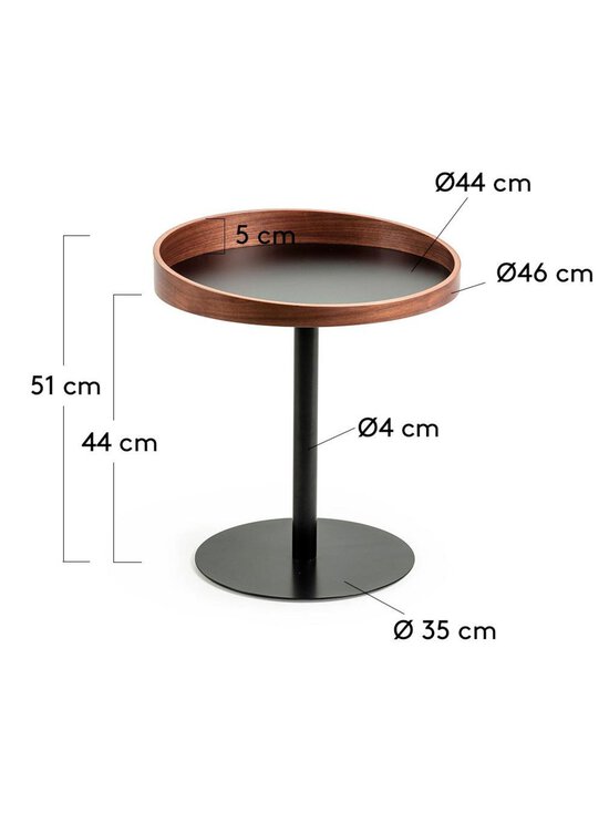 Kave Home - Kaori-sivupöytä pähkinä / musta ⌀ 46 cm - BEIGE | Stockmann - photo 4