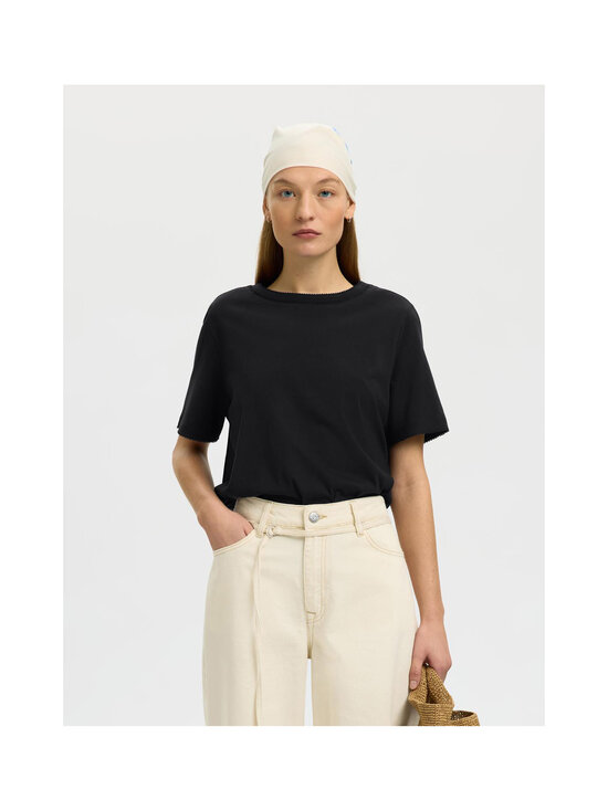 Selected - SlfAssia Detail t-paita - BLACK | Stockmann - photo 5
