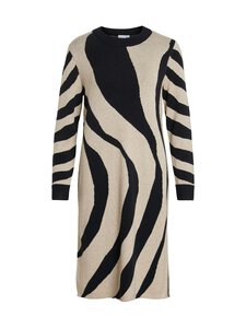 Vila - Vitif Crewneck Midi -neulemekko - NATURAL MELANGE DETAIL:BLACK/ANIMAL | Stockmann