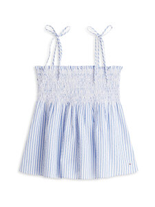 Tommy Hilfiger - Swimshop Seersucker Smocked tops - 0X9 THIN BANKER STP BLUE SPELL/WHITE | Stockmann