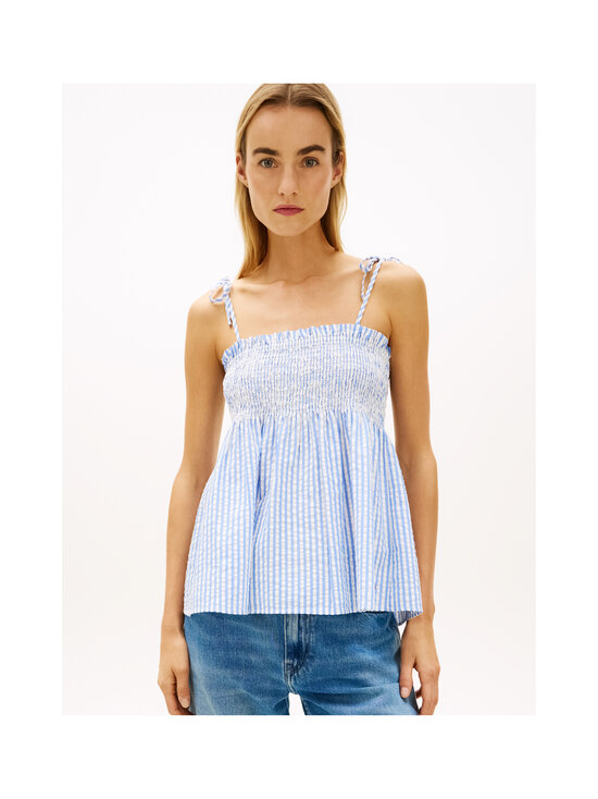 Tommy Hilfiger - Swimshop Seersucker Smocked tops - 0X9 THIN BANKER STP BLUE SPELL/WHITE | Stockmann - photo 5