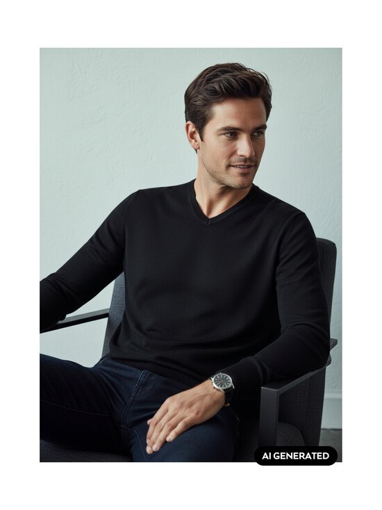 ESSENTIALS by Stockmann - Eric-merinoneulepaita - BLACK 99072 | Stockmann - photo 5