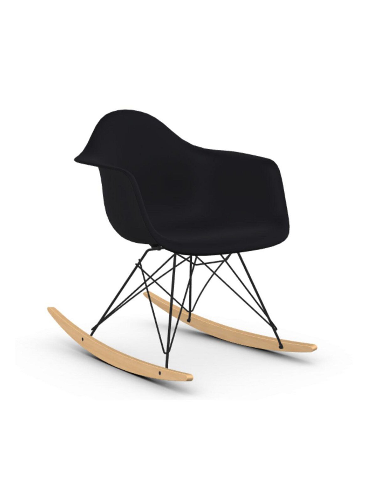 Eames rar re -keinutuoli deep black/musta/vaalea vaahtera