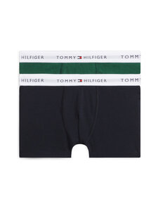 Tommy Hilfiger - Trunk Cotton -bokserit 2-pack - 0Y4 NAVY BLUE / ORNAMENTAL GREEN | Stockmann