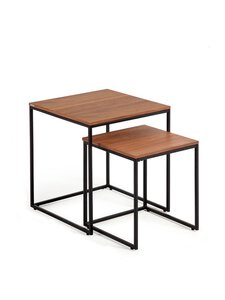 Kave Home - Yoana-sivupöytäsetti 2 kpl pähkinä/musta - BROWN | Stockmann