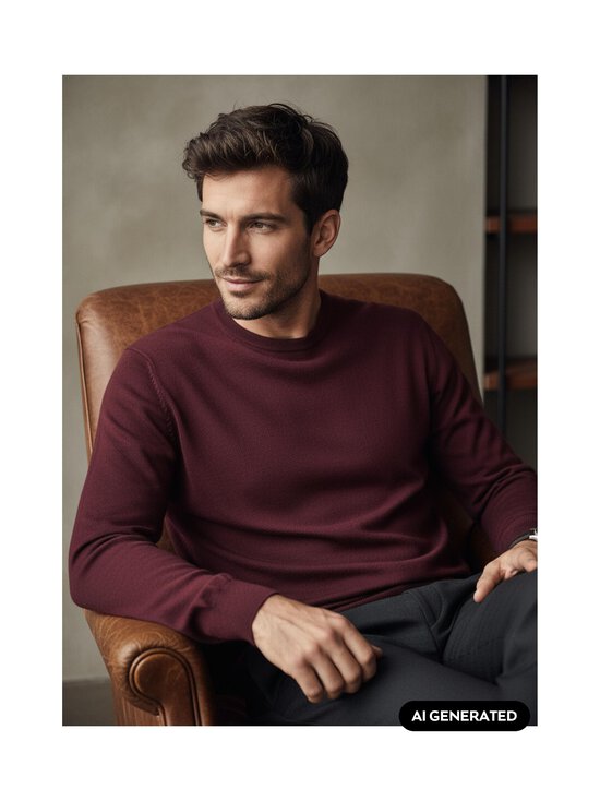 ESSENTIALS by Stockmann - Ethan-merinoneulepaita - AUBERGINE 171614 | Stockmann - photo 5