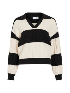 Vila - Vilunta V-neck pikeeneule - BIRCH STRIPES:BLACK BEAUTY | Stockmann
