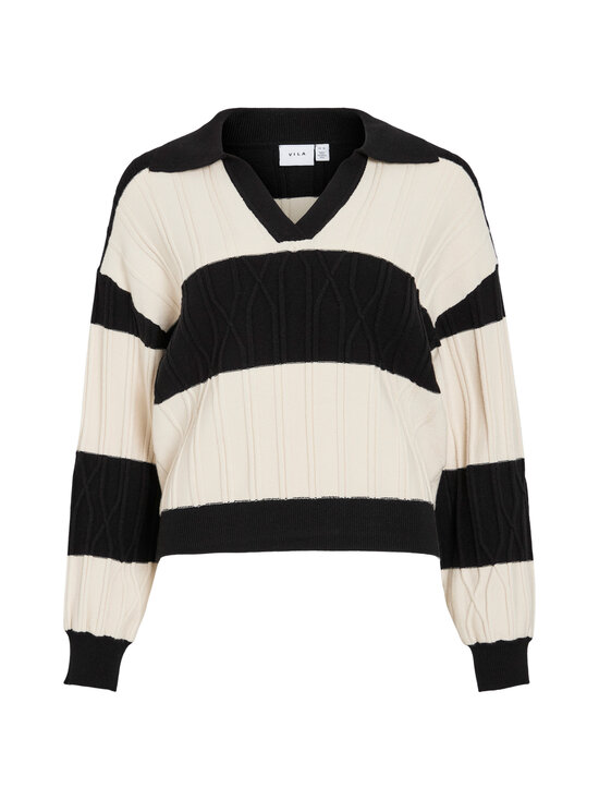 Vila - Vilunta V-neck pikeeneule - BIRCH STRIPES:BLACK BEAUTY | Stockmann - photo 1