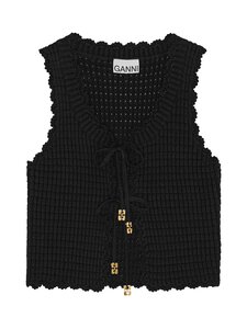 Ganni - Textured Lace -neuletoppi - 099 BLACK | Stockmann