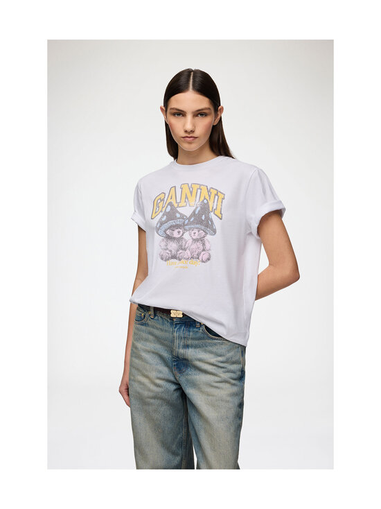 Ganni - Basic Relaxed Teddy Mushrooms t-paita - NULL BRIGHT WHITE | Stockmann - photo 3