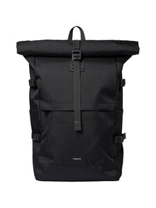 Sandqvist - Icon Rolltop Backpack L -reppu - BLACK/ BLACK WITH BLACK LEATHER | Stockmann
