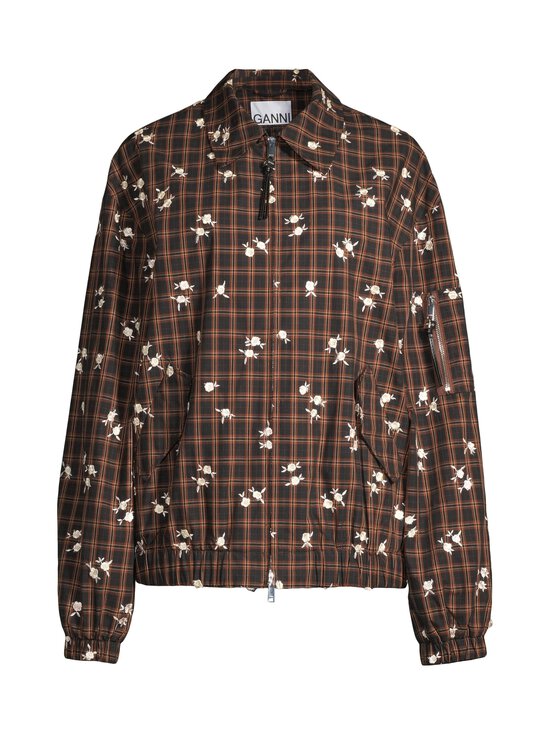 Ganni - Check Flower Bomber -takki - ZX8 CAPPUCCINO | Stockmann - photo 1