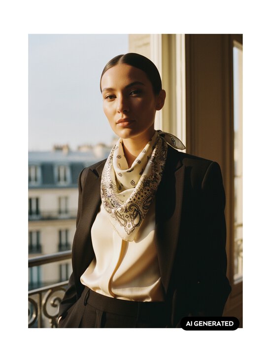 lescarf - Villane sall Wool Paisley - WHITE & BLACK | Stockmann - photo 2
