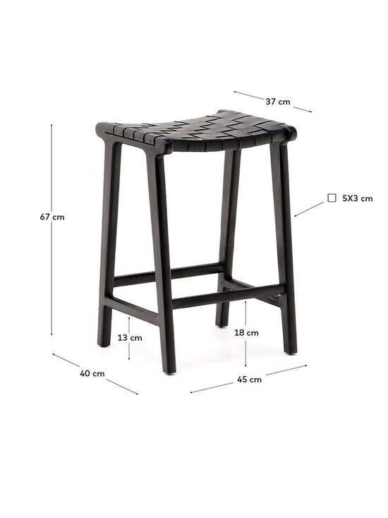 Kave Home - Calixta-baarijakkara musta nahka K 67 cm - BLACK | Stockmann - photo 9