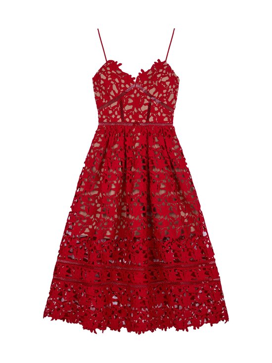 RED AZAELEA LACE MIDI -mekko
