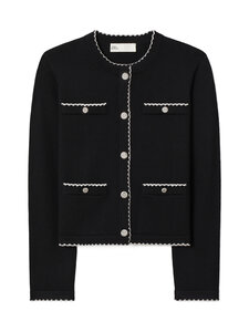 Tory Burch - Kendra Scalloped -villaneuletakki - 960 BLACK / NEW IVORY | Stockmann