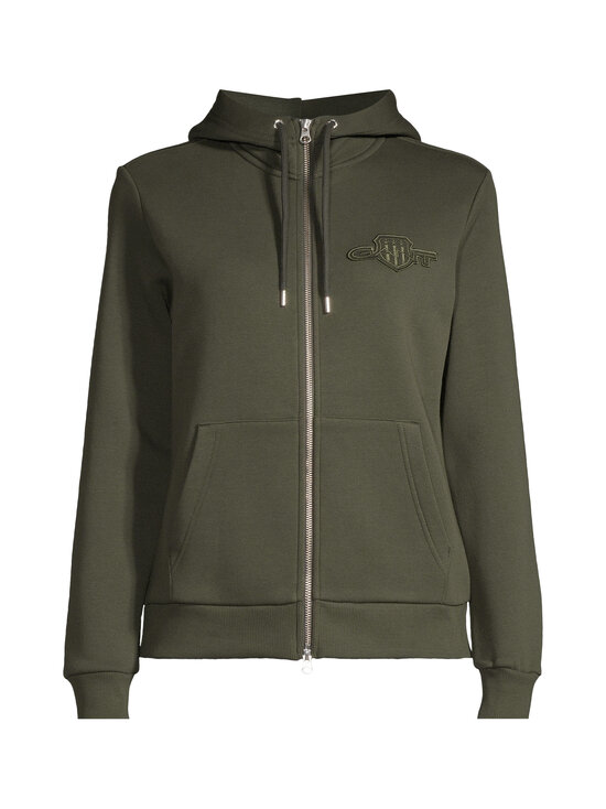 GANT - Kapuutsiga pusa Regular Tonal Shield Zip - 368 DARK MOSS GREEN | Stockmann - photo 1