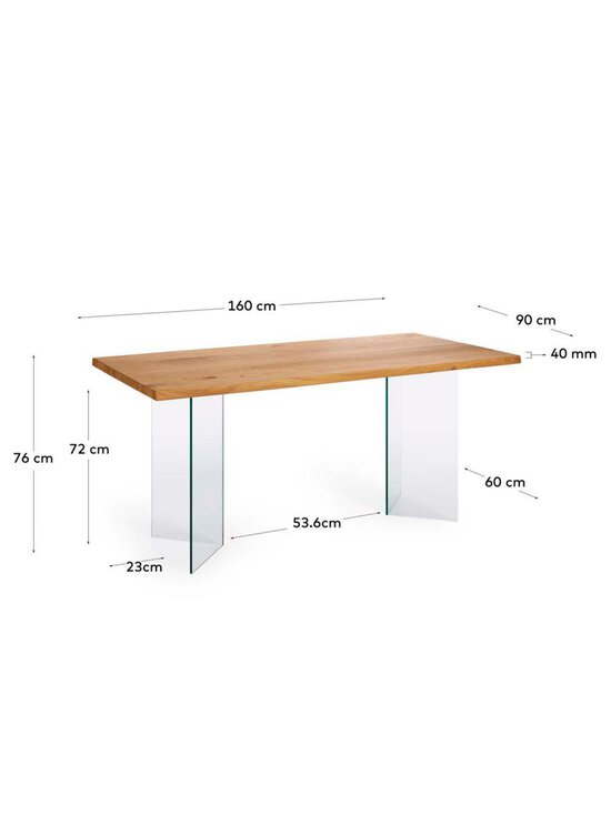 Kave Home - Lotty-ruokapöytä - LÄPINÄKYVÄ,RUSKEA | Stockmann - photo 6