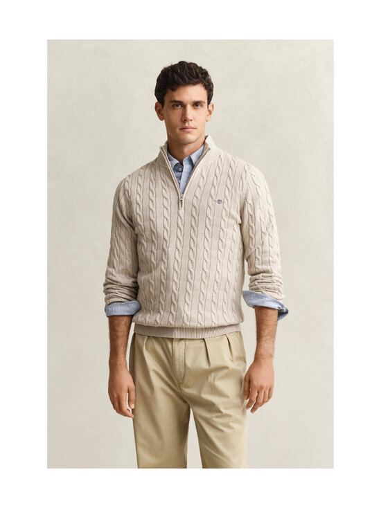 GANT - Cotton Half Zip -palmikkoneule - 198 OAT MELANGE | Stockmann - photo 2