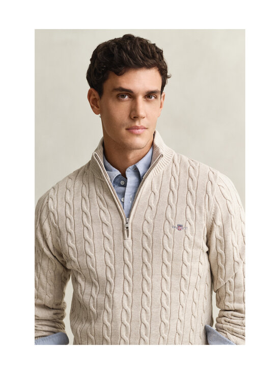 GANT - Cotton Half Zip -palmikkoneule - 198 OAT MELANGE | Stockmann - photo 4