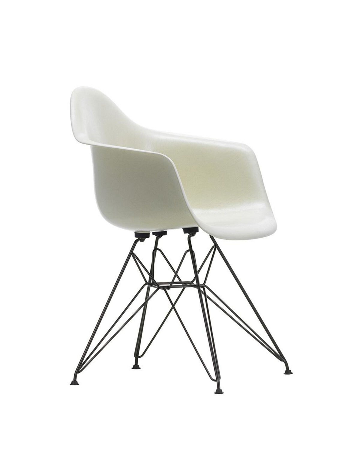 Eames dar fiberglass -tuoli parchment/musta