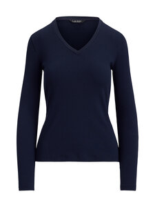 Lauren Ralph Lauren - Ribbed V-Neck -neulepusero - 005 LAUREN NAVY | Stockmann