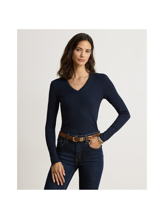 Lauren Ralph Lauren - Ribbed V-Neck -neulepusero - 005 LAUREN NAVY | Stockmann - photo 5
