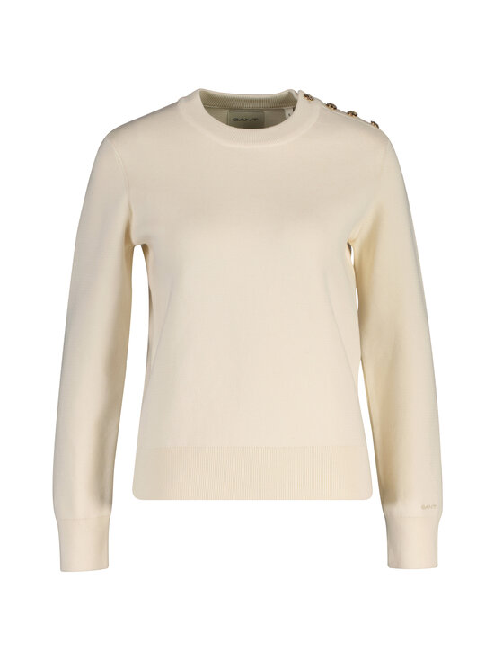 GANT - Textured Cotton C-Neck -neule - 200 OAT BEIGE | Stockmann - photo 1