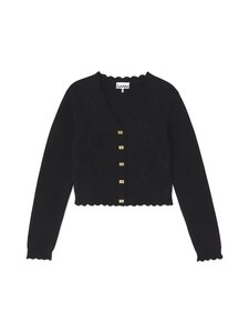 Ganni - Cotton Cashmere Crochet -neuletakki - 099 BLACK | Stockmann