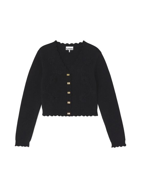 Ganni - Cotton Cashmere Crochet -neuletakki - 099 BLACK | Stockmann - photo 1
