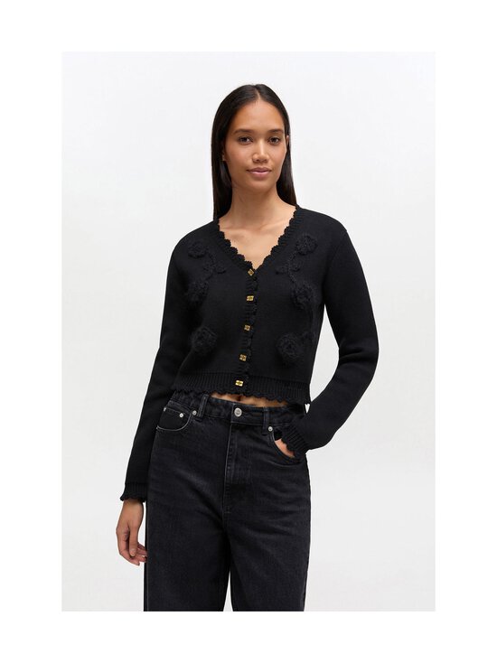 Ganni - Cotton Cashmere Crochet -neuletakki - 099 BLACK | Stockmann - photo 3