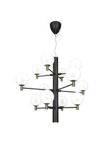 Design by Grönlund - Jubileum 12 -kattovalaisin 70 cm - BLACK / MAT BRASS / OPAL GLASS | Stockmann