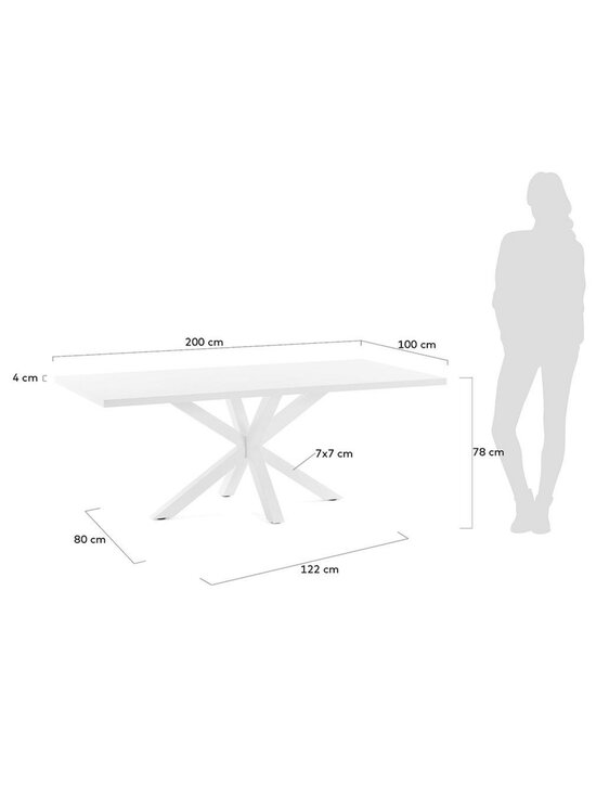 Kave Home - Argo-ruokapöytä valkoinen melamiini / valkoinen 200 x 100 cm - WHITE | Stockmann - photo 3