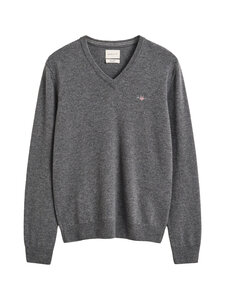 GANT - Superfine Lambswool V-neck -neule - 90 CHARCOAL MELANGE | Stockmann