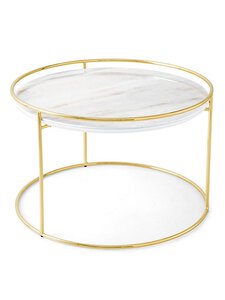 Calligaris - Atollo-sohvapöytä messinki/valkoinen marmori ⌀ 62,5 cm - WHITE | Stockmann