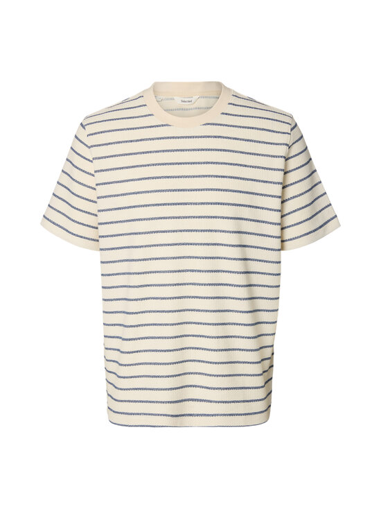 Selected - SlhDjango Stripe O-Neck t-paita - OCEAN CAVERN STRIPES:BIRCH | Stockmann - photo 1