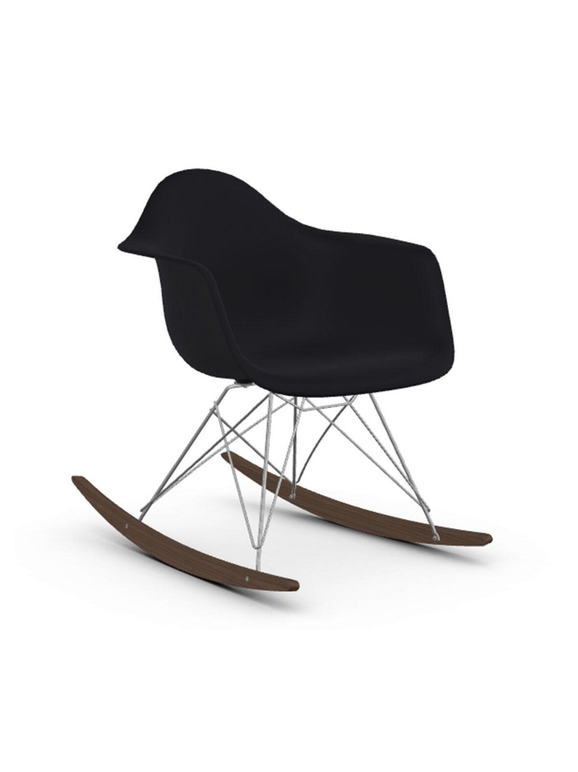 Eames rar re -keinutuoli deep black/kromi/tumma vaahtera