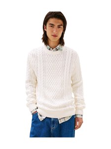 Tommy Jeans - Badge-palmikkoneule - 0K4 ANCIENT WHITE TONAL | Stockmann