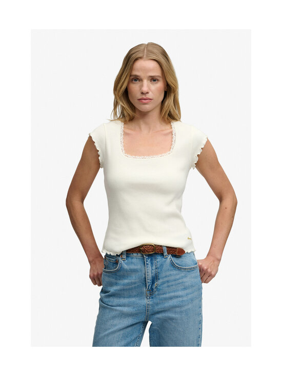 Superdry - Essential Square Neck t-paita - 71D OFF WHITE | Stockmann - photo 1