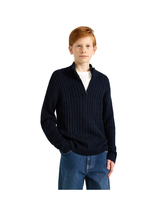 Lindex - Halfzip-palmikkoneule - 2521 DARK NAVY | Stockmann - photo 3