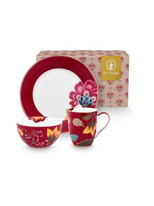 PIP Studio - Blooming Tales Fantasy -astiapakkaus 3-pack - DARK RED | Stockmann